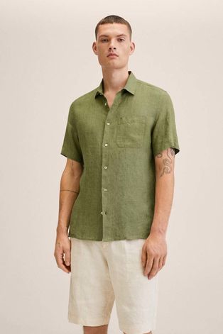 Košile Mango Man Ants pánská, zelená barva, regular, s klasickým límcem