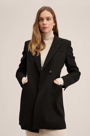 Пальто Mango Sugus жіночий колір чорний перехідний