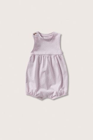 Mango Kids śpioszki bawełniane niemowlęce kolor fioletowy