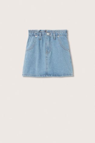 Mango Kids spódnica jeansowa dziecięca kolor fioletowy mini prosta