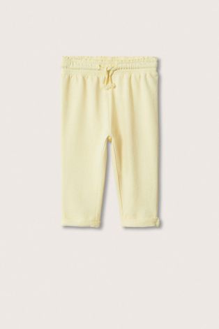 Детские хлопковые брюки Mango Kids цвет жёлтый однотонные