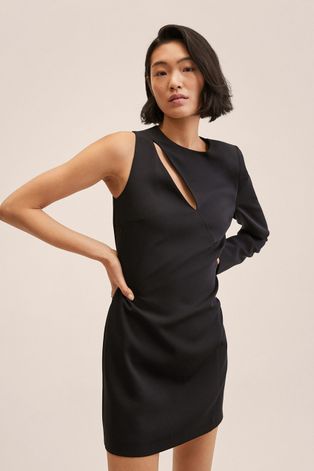 Šaty Mango černá barva, mini, jednoduchý
