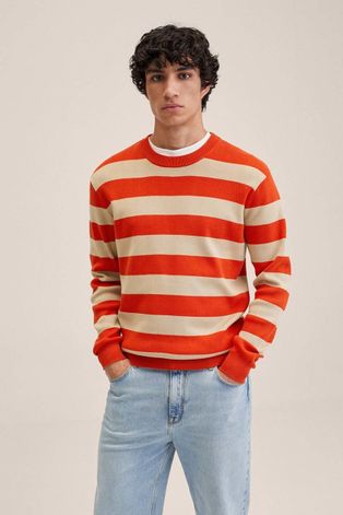 Бавовняний светер Mango Man чоловічий колір червоний легкий