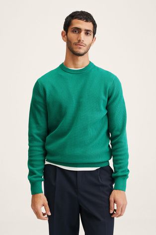 Бавовняний светер Mango Man чоловічий колір зелений легкий
