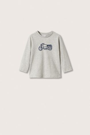 Dětské tričko s dlouhým rukávem Mango Kids šedá barva, vzorované