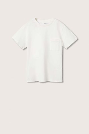 Bavlněné tričko Mango Kids Basic2 bílá barva, hladký