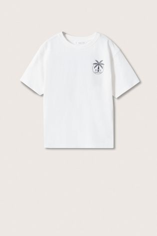Mango Kids t-shirt bawełniany dziecięcy Duna kolor biały z nadrukiem