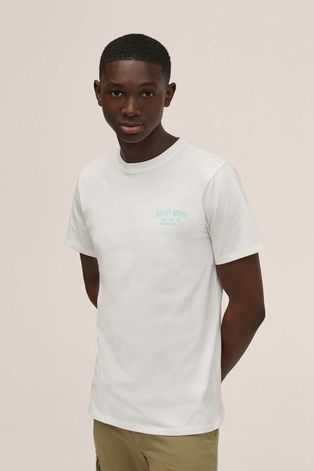 Mango Kids t-shirt bawełniany dziecięcy Vacay kolor biały z nadrukiem