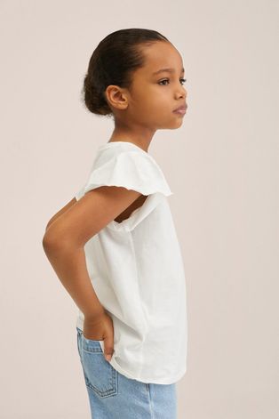 Mango Kids tricou de bumbac pentru copii Soft culoarea alb