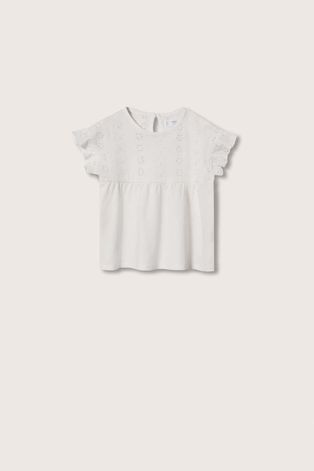 Mango Kids t-shirt bawełniany dziecięcy Emily kolor biały