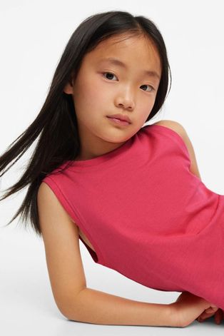 Mango Kids top bawełniany dziecięcy Bandini kolor różowy