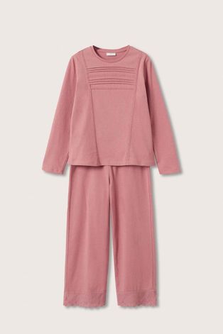Dětské bavlněné pyžamo Mango Kids Elisa růžová barva, hladké