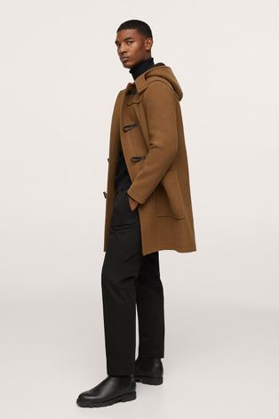 Вовняне пальто Mango Man колір коричневий перехідне