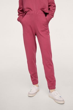 Mango Spodnie Splong damskie kolor czerwony joggery high waist