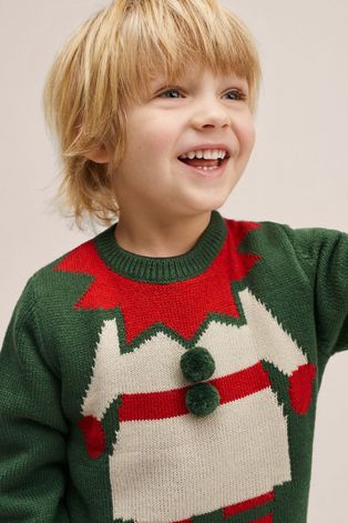 Дитячий светр Mango Kids Elfo колір зелений легкий