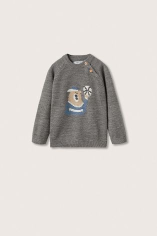 Дитячий светр Mango Kids Games колір сірий легкий