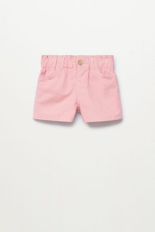 Детски къс панталон Mango Kids Kala 86-104 cm в розово с изчистен дизайн с регулируема талия