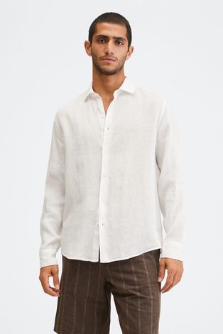 Košile Mango Man Calcuta pánská, bílá barva, regular, s klasickým límcem
