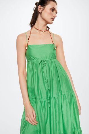 Хлопковое платье Mango Zamora цвет зелёный midi oversize