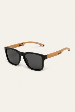 Okulary przeciwsłoneczne męskie z polaryzacją oraz bambusowym zausznikami z funkcją flexible czarne