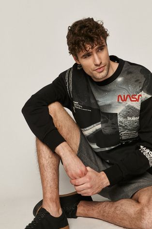 Bawełniana bluza męska z nadrukiem NASA czarna