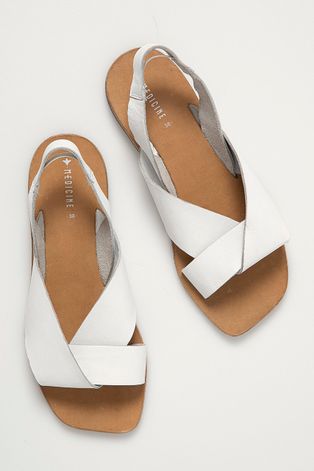 Skórzane sandały damskie białe