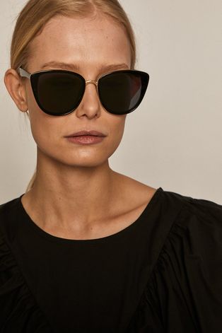 Okulary przeciwsłoneczne damskie typu kocie oczy z polaryzacją czarne