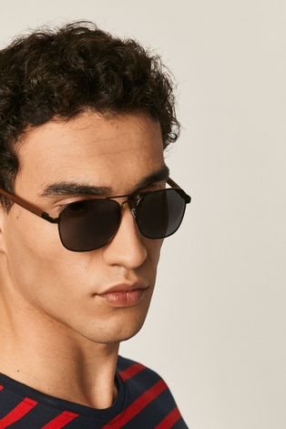 Okulary przeciwsłoneczne męskie z zausznikami z funkcją flexible czarne