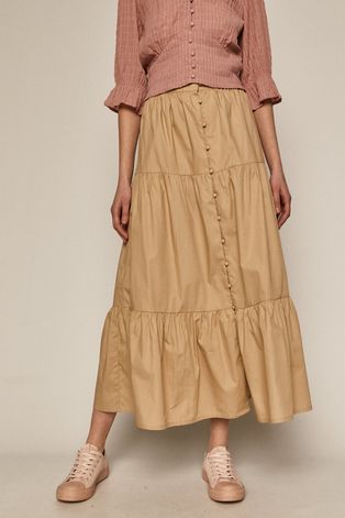 Bawełniana spódnica damska z guzikami beżowa