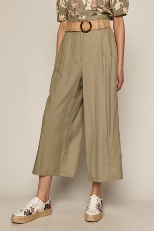 Spodnie damskie culotte z lyocellu zielone