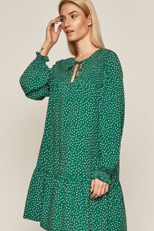 Sukienka damska w grochy zielona