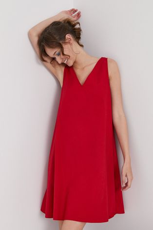 Sukienka damska z wiskozy w kształcie litery A czerwona