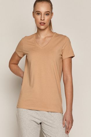 T-shirt damski z bawełny organicznej beżowy