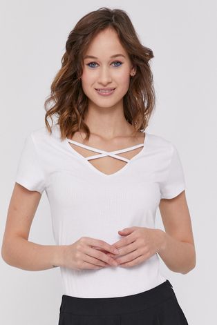T-shirt damski w prążki biały