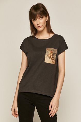 T-shirt damski z bawełny organicznej szary