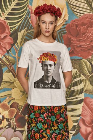 T-shirt damski Frida Kahlo biały