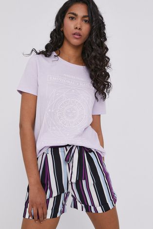 T-shirt damski z bawełny organicznej fioletowy