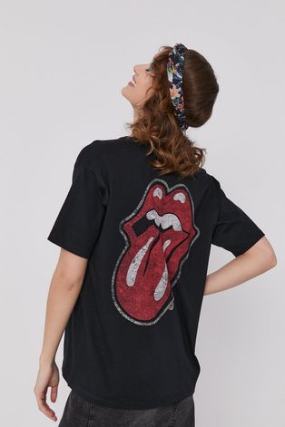 T-shirt damski z nadrukiem The Rolling Stones czarny