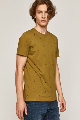 Bawełniany t-shirt męski w drobny wzór zielony