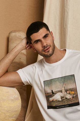 T-shirt męski z kolekcji EVIVA L’ARTE z bawełny organicznej biały