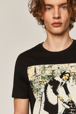 T-shirt męski z bawełny organicznej Banksy’s Graffiti czarny