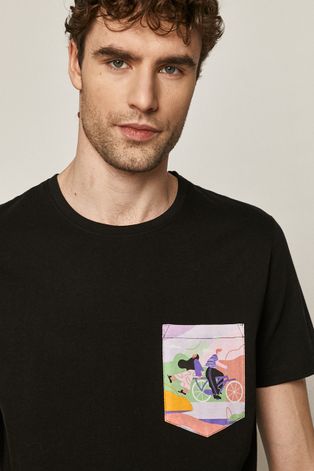 T-shirt męski z bawełny organicznej Projekt: Rower czarny