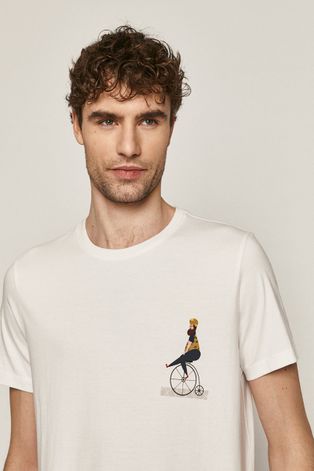 T-shirt męski z bawełny organicznej Projekt: Rower biały