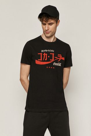 T-shirt męski z nadrukiem Coca-Cola czarny