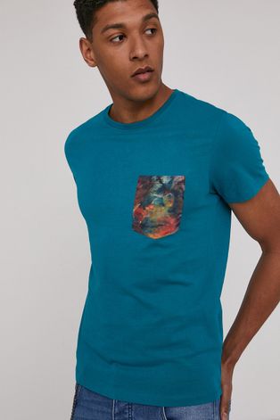 T-shirt męski z bawełny organicznej niebieski