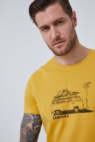 T-shirt męski z bawełny organicznej zółty