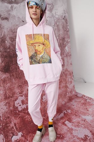 Bluza Eviva L'arte damska z nadrukiem różowa
