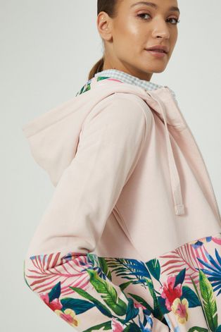 Bluza bawełniana damska wzorzysta z nadrukiem różowa