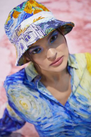 Kapelusz bawełniany Eviva L'arte damski wzorzysty multicolor