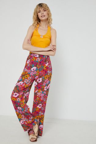 Spodnie damskie high waist multicolor